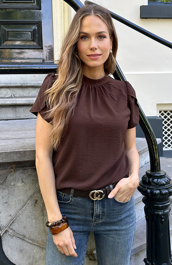 Col Neck Top Choco