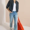 Effen blouson met ritssluiting
