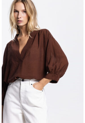Jansen Amsterdam - Bruin | Dames | Top | Bruin | 42 | regular | Kamst mode