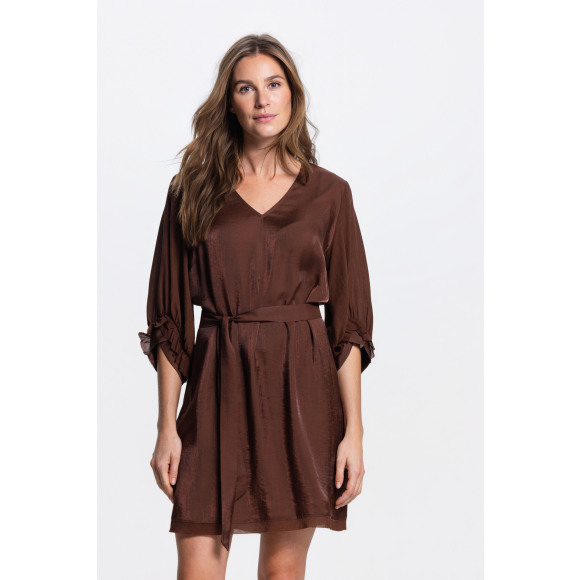 Jansen Amsterdam - Bruin | Dames | Jurk | Bruin | 42 | regular | Kamst mode