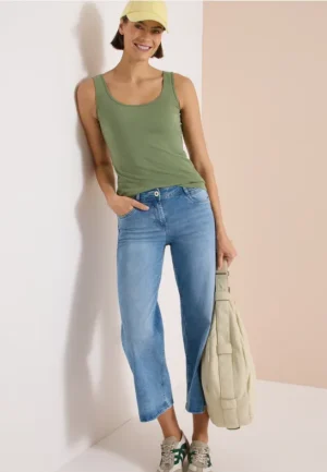 Jeans met High Waist en Wide Leg pijpen in Slim Fit