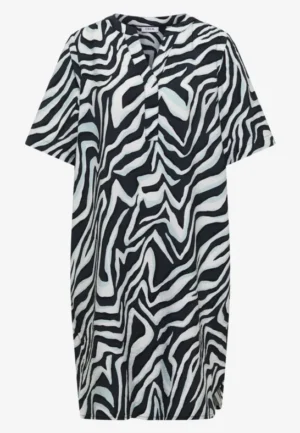 Alternative view of Knielange jurk met zebraprint