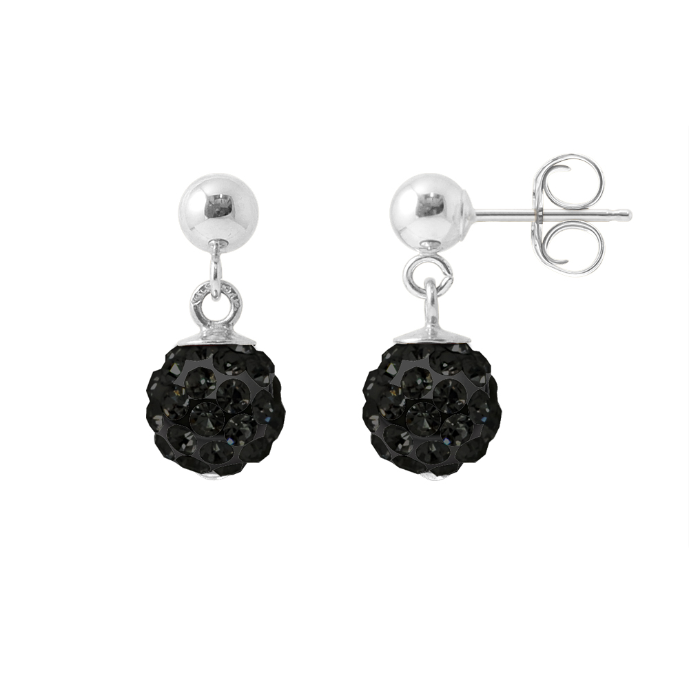 Black Crystal Sferen Hangers 6 mm Silver 925 - Pure Crystal