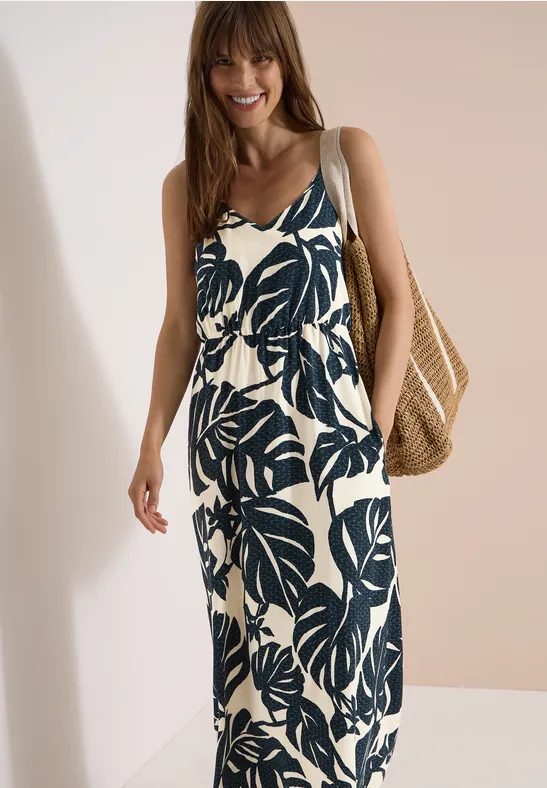 Maxi-jurk met V-hals en print
