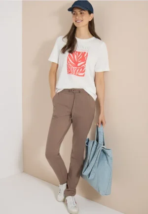 Mid Waist Slim Leg Hose met middelhoge taille en smalle pijpen in casual pasvorm