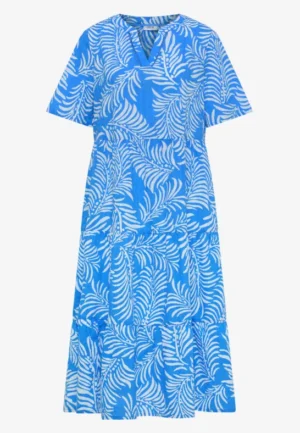 Alternative view of Midi-jurk met gespleten hals en print