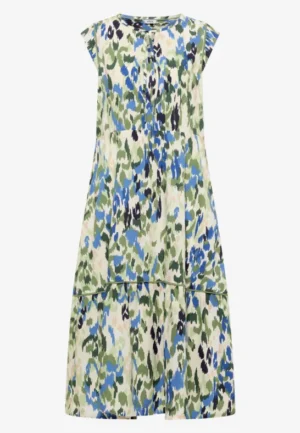 Alternative view of Midi-jurk met split in de hals en print