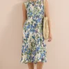 Midi-jurk met split in de hals en print
