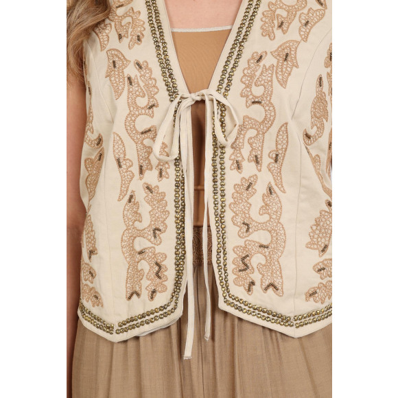 Nukus - Beige | Dames | Gilet | Beige | XS | regular | Kamst mode
