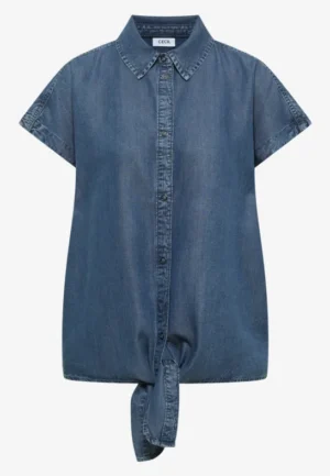Alternative view of Overhemdblouse met afhangende schouders in denimlook