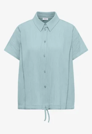 Alternative view of Overhemdblouse met hangende schouder in effen kleur