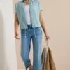 Overhemdblouse met hangende schouder in effen kleur
