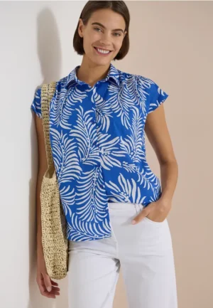 Overhemdblouse met korte mouwen en print