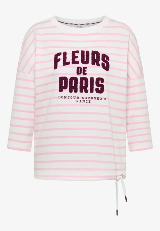 Shirt met 3/4 mouwen en Wording Artwork - Afbeelding 2