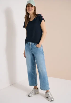 Shirt met korte mouwen en banddetail