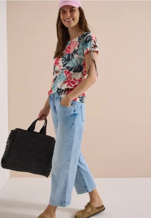 Shirt met rimpels en print