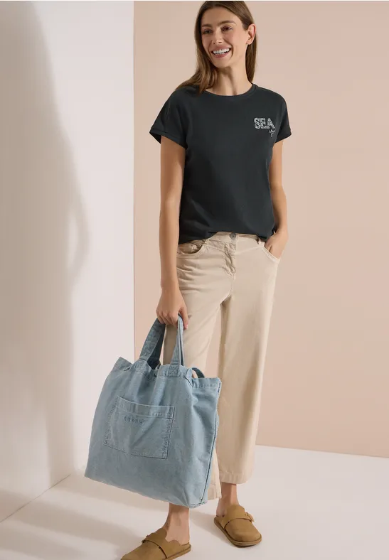 Shirt met ronde hals en borduursel
