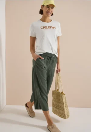 Shirt met ronde hals en glitteropdruk