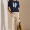 Shirt met ronde hals en opdruk op de voorkant