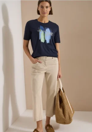 Shirt met ronde hals en opdruk op de voorkant