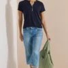 Shirt met splitnek in effen kleur