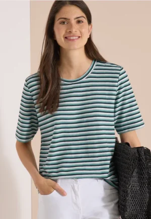 Shirt met textuur en strepen