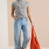 Shirt met trechterhals en strepen