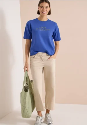 Sweatshirt met korte mouwen en borduursel