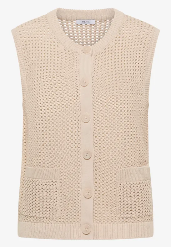 Vest met ronde hals in gehaakte look - Afbeelding 2