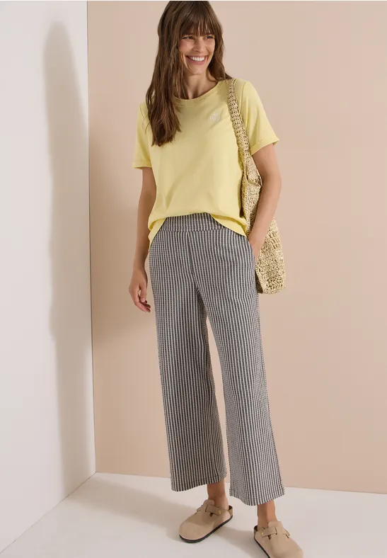 Wide Leg broek in seersucker stof