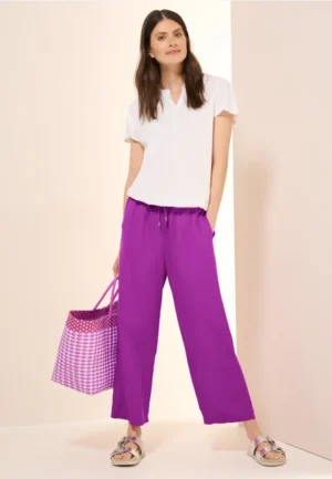Wide Legs 7/8 broek van linnenmix