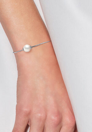 Alternative view of Mesh Armband Serpentine Ronde Zoetwater Pearl en White 9-10 mm 925