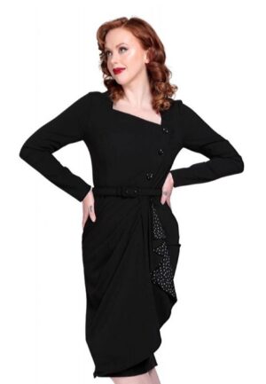 Collectif Anika Pencil Dress Black / Polka-XL | 50% korting