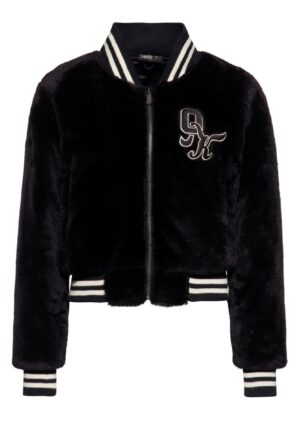 Queen Kerosin College Jacket Faux Fur Black-XL