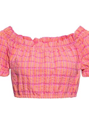 Queen Kerosin Carmen Top Karo Orange Pink-L | 33% korting