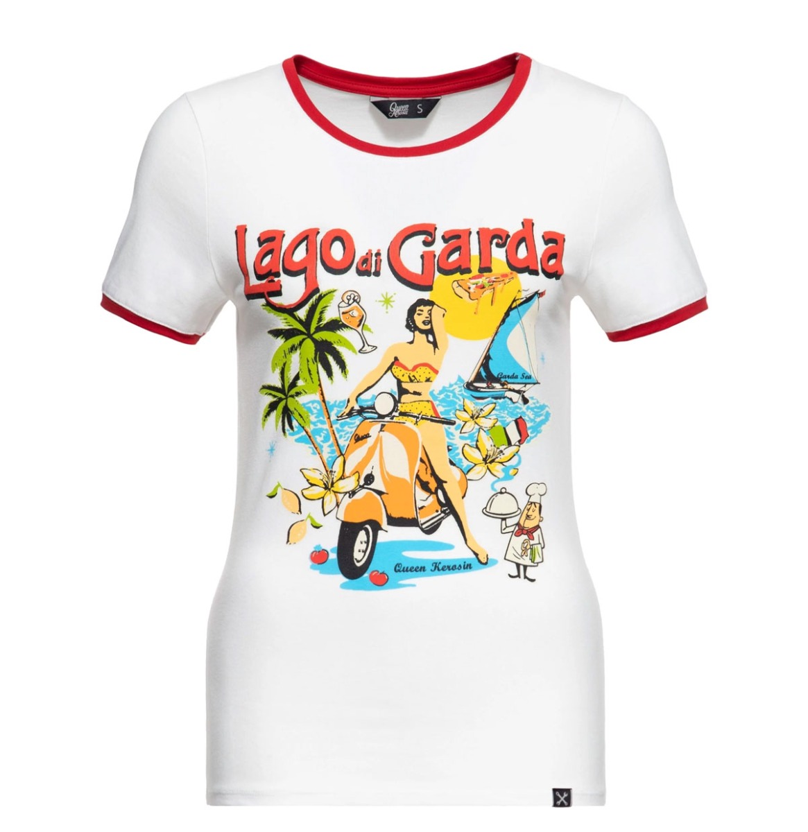 Moederdag cadeau - Queen Kerosin Lago di Garda T Shirt Off White -XXL
