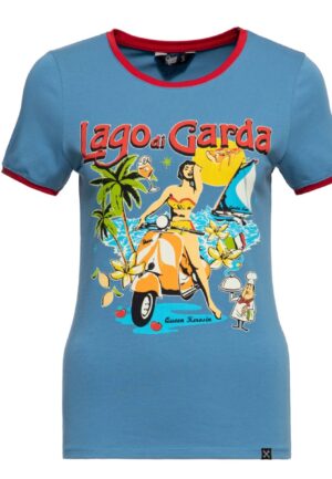 Queen Kerosin Lago di Garda Vintage Ringer T Shirt Sky Blue-XL | 20% korting