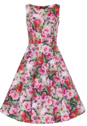 Hearts & Roses Lola Floral Swing Dress Green Pink-XXXL