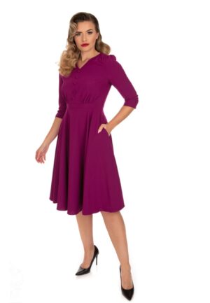 Hearts & Roses Pretty Plum Swing Dress-XL | 27% korting