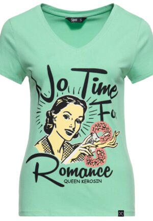 Moederdag cadeau - Queen Kerosin No Time For Romance T-Shirt Mint-L | 20% korting