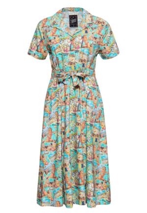 Queen Kerosin 50's Vacation Dress Blue Heaven-XXXL