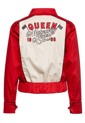 Queen Kerosin Gabardine Jacket Motorway Riders Red And White-XXL