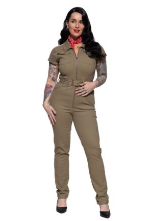 Queen Kerosin Overall Racing Queen - Khaki-2XL