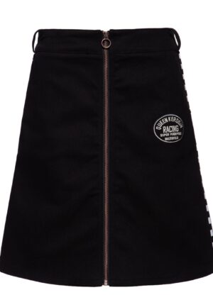 Queen Kerosin A-Line Skirt Checkered Racing Black-2XL
