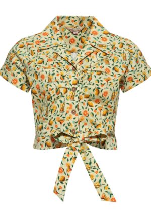 Queen Kerosin Citrus Cocktails Blouse Cream-3XL