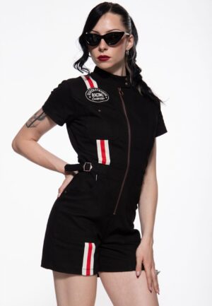 Queen Kerosin Overall Dragstripe Black-3XL