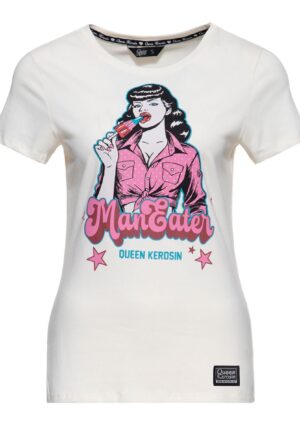 Queen Kerosin Maneater T-shirt Off White-S