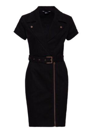 Queen Kerosin Pencil Dress Biker Black-XL