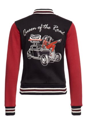 Queen Kerosin College Jacket Queen Of The Road Black & Red-S | 25% korting