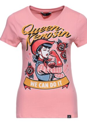 Queen Kerosin We Can Do It Cowgirl T-shirt Pink-4XL